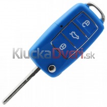 Obal kľúča, holokľúč pre Škoda Fabia II, trojtlačítkový, modrý