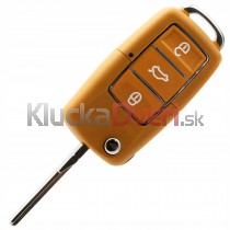 Obal kľúča, holokľúč pre Škoda Fabia II, trojtlačítkový, žltý