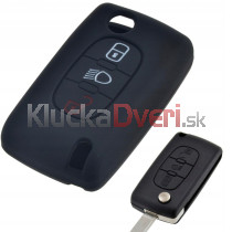 Silikonový obal, púzdro kľúča, čierny, Peugeot