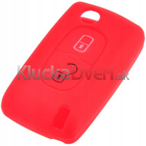 Silikonový obal, púzdro kľúča, červený pre Peugeot