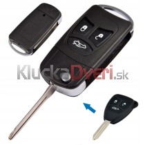 Obal kľúča, holokľúč pre Dodge, trojtlačítkový Hrot: CY24