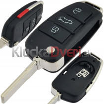 Obal kľúča, holokľúč pre Audi, 4-tlačítkový, čierny Hrot: HU66