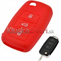 Silikonový obal, púzdro kľúča, pre Škoda Superb, Rapid, Fabia, Octavia červený