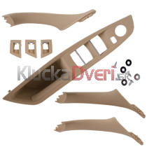 Sada madla, rúčky, držiaky, úchyty predné vnútorné dvere, ľavá + pravá strana, BMW rad 5, 7 ks, béžová