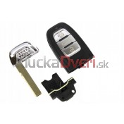 Obal kľúča, holokľúč, trojtlačítkový  pre Audi A5 8T3, chróm a