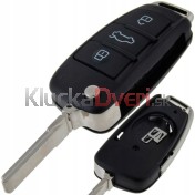 Obal kľúča, holokľúč pre Audi S4, 3-tlačítkový, čierny