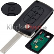 Obal kľúča, holokľúč pre Citroen C4, 3-tlačítkový, s elektronikou