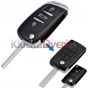 Obal kľúča, holokľúč Peugeot RCZ, 207, 307, 308 trojtlačítkový 05-16 a