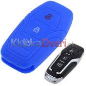 Silikonový obal, puzdro kľúča pre Ford B-Max C-Max S-Max Fiesta Focus Kuga Galaxy Mondeo Edge Mustang Fusion F-150 modrý a