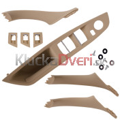 Sada madla, rúčky, držiaky, úchyty predné vnútorné dvere, ľavá + pravá strana, BMW rad 5, 7 ks, béžová